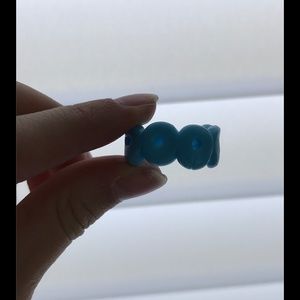 3 Pack solid light blue handmade poly bead rings